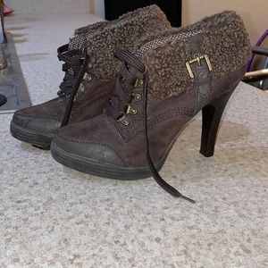 Brown winter stiletto booties